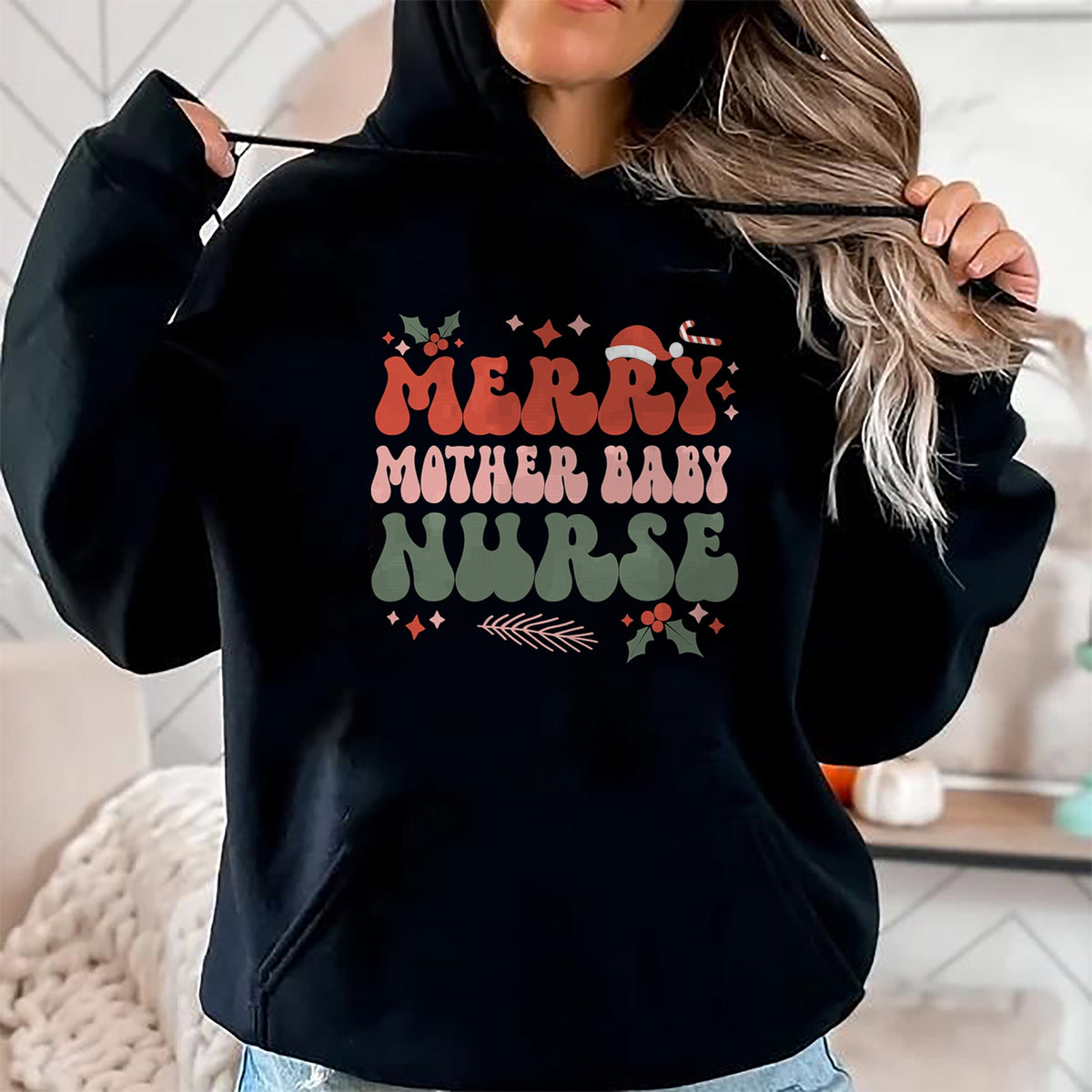 Funny Nurse Shirt, Nurse Unisex T-Shirt/Hoodie/Sweatshirt HLT00 - Merry Mother Baby Nurse Christmas Postpartum Nurse Xmas T-Shirt