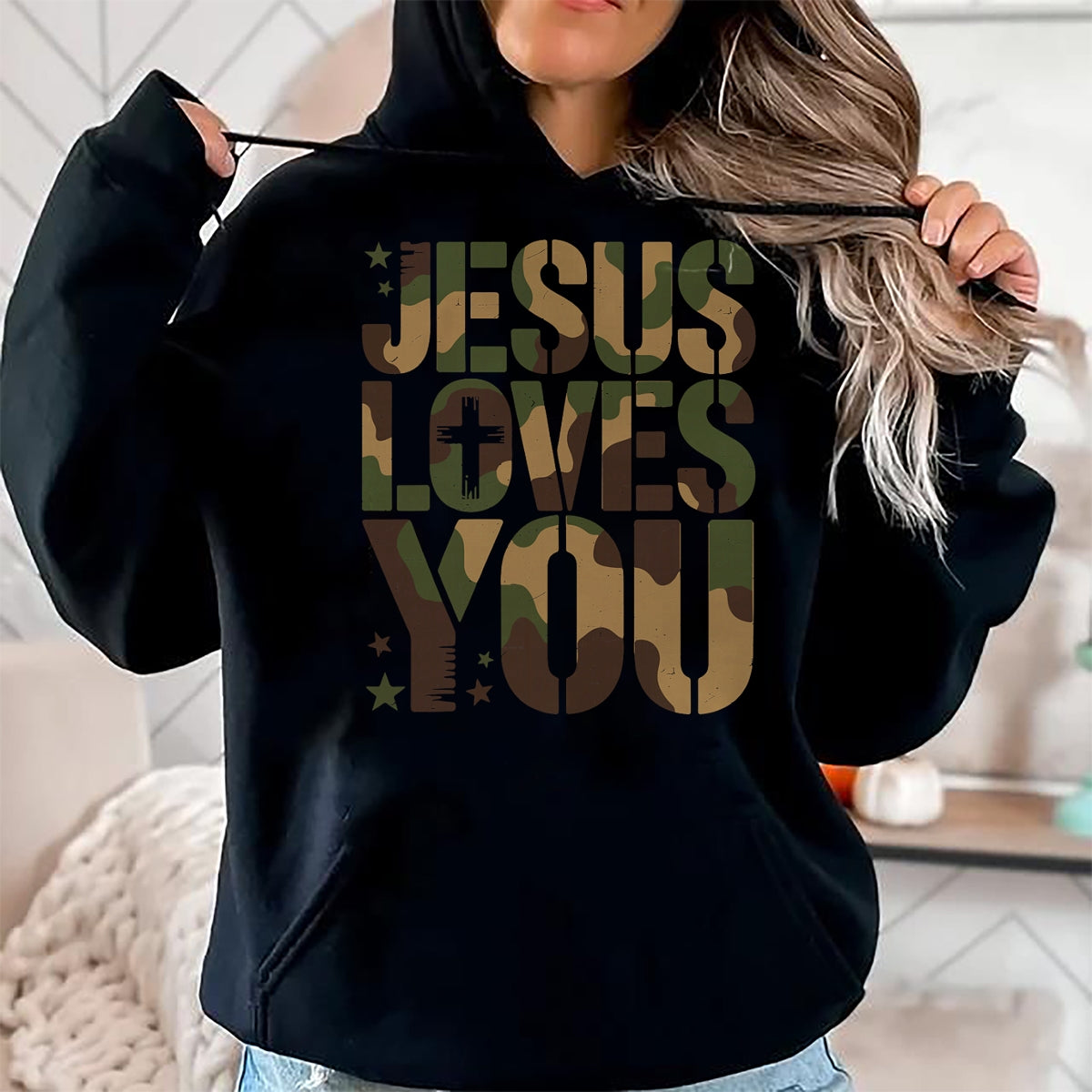 Best Thanksgiving Family Shirt , Funny Thanksgiving UnisexT-Shirt/Hoodie/Sweatshirt HLT00 - Camo Jesus Loves You Camouflage Christian Saying Religious T-Shirt