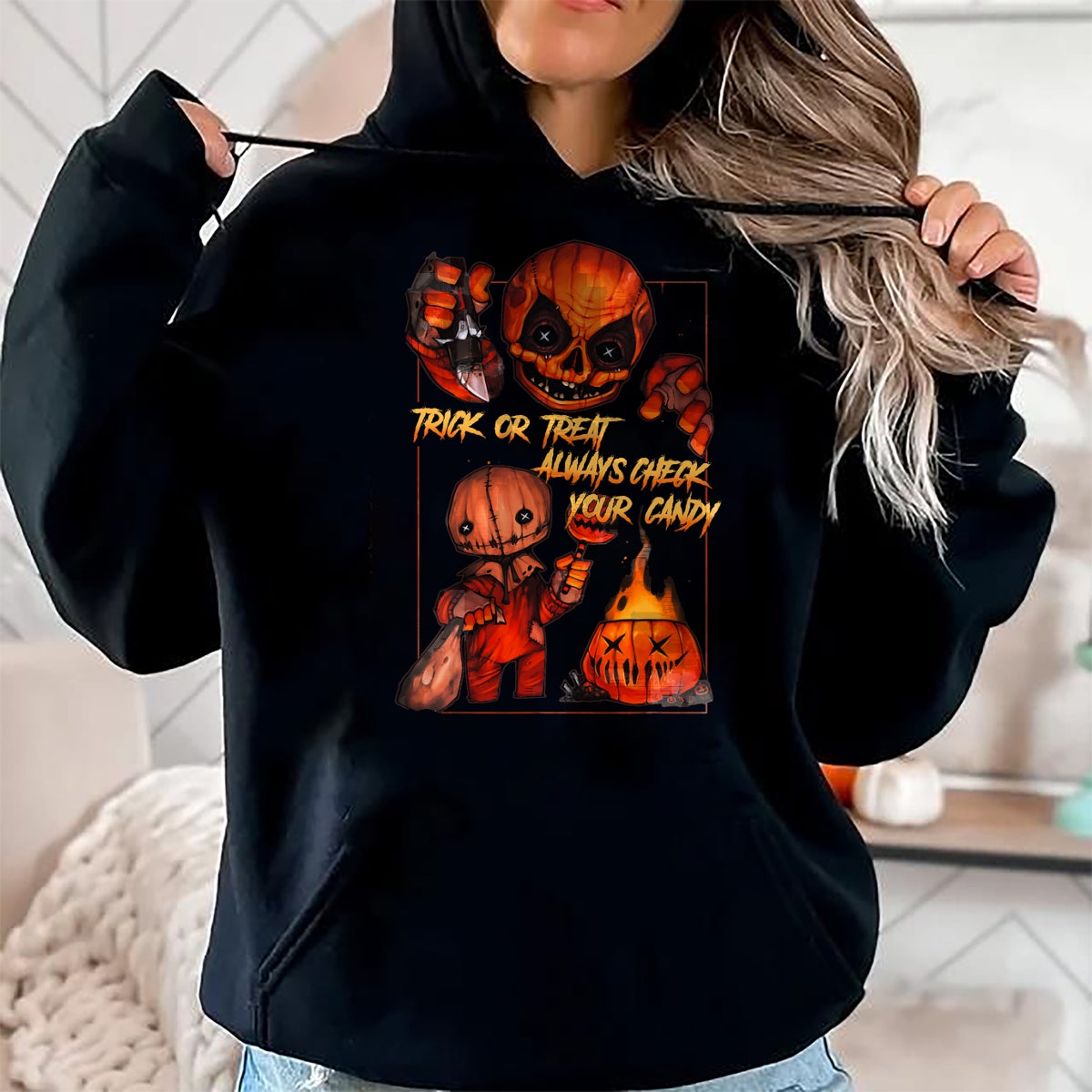 Best Thanksgiving Family Shirt , Funny Thanksgiving UnisexT-Shirt/Hoodie/Sweatshirt HLT00 - Vintage Trick Or Treat Always Check Your Candy, Pumpkin T-Shirt