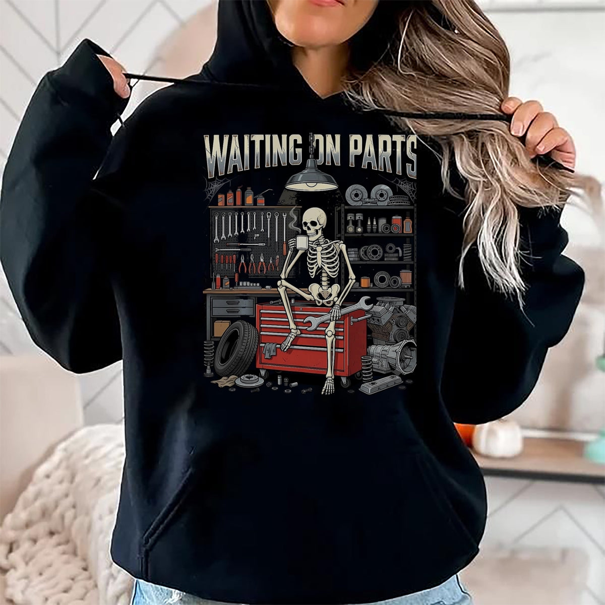 Best Mechanic Life Shirt, Funny Mechanic UnisexT-Shirt/Hoodie/Sweatshirt HLT00 - Funny Waiting On Parts Mechanic Skeleton Auto Repair Life T-Shirt, Men, Black, 3X-Large (2)