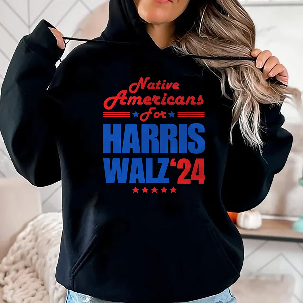 Native American T-Shirts, Vintage Native American Unisex T-Shirt/Hoodie/Sweatshirt HLT00 - Native Americans for Harris Walz Kamala for President