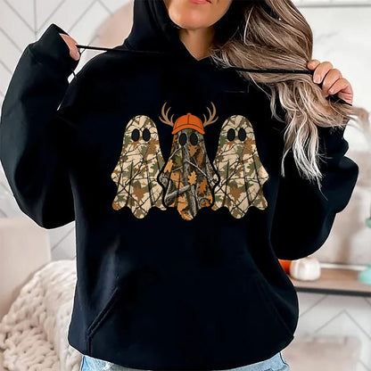 Funny Hunting Shirt, Gift For Hunting Lover Unisex T-Shirt/Hoodie/Sweatshirt HLT00 - Camo Boo Ghost Deer Hunting Season Halloween Men Women Boys T-Shirt
