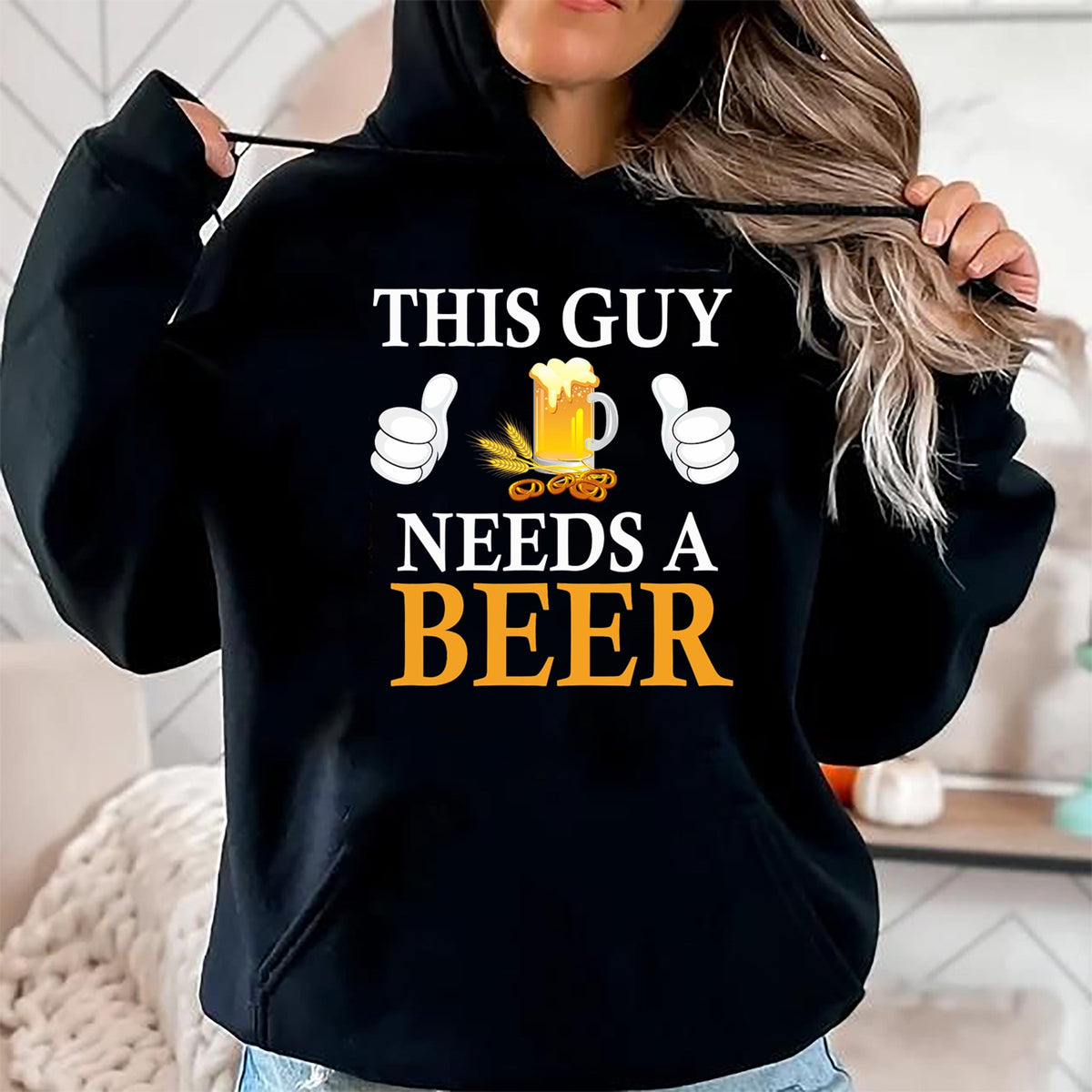 Best Wife Shirt, Wife and Husband Unisex T-Shirt/Hoodie/Sweatshirt HLT00 - This Guy Needs A Beer T-Shirt