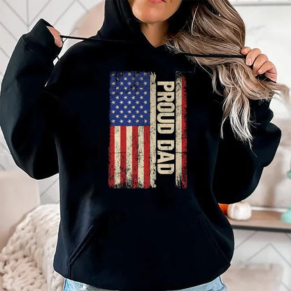 Gift for Dad Shirt, Funny Dad Unisex T-Shirt/Hoodie/Sweatshirt HLT00 – Proud Dad US American Flag Shirt for Fathers Day 2024 Men T-Shirt