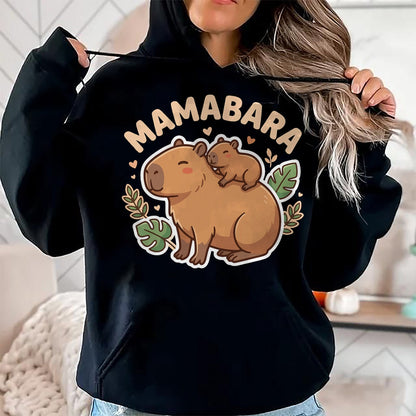 Cute Capybara Shirt, Funny Capybara Unisex T-Shirt/Hoodie/Sweatshirt HLT00 - Mamabara Capybara Mother T-Shirt (2)