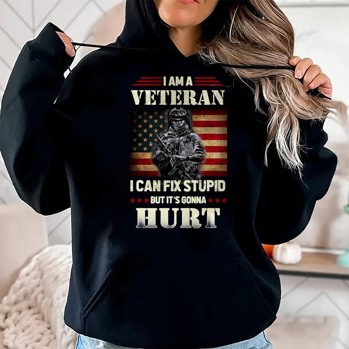 Proud Veteran Shirt, Funny Veteran UnisexT-Shirt/Hoodie/Sweatshirt HLT00 - Distressed I Am A Veteran I Can Fix Stupid - Veterans Day T-Shirt, Men, Black, 3X-Large