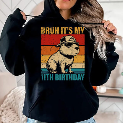 Cute Capybara Shirt, Funny Capybara UnisexT-Shirt/Hoodie/Sweatshirt HLT00 - 11 Year Old Birthday Boy Capybara Bruh It_s My 11th Birthday T-Shirt
