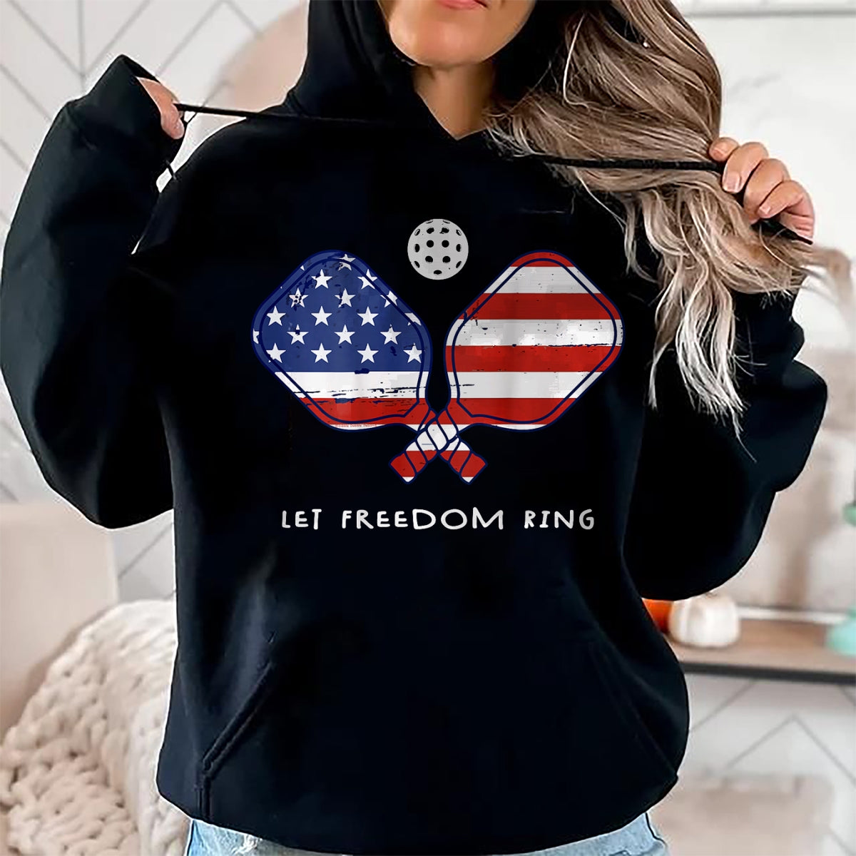 Funny Pickleball Shirt, Pickleball Lover Unisex T-Shirt/Hoodie/Sweatshirt HLT00 - Front Back Pickleball Let Freedom Ring July 4th Pickleball T-Shirt