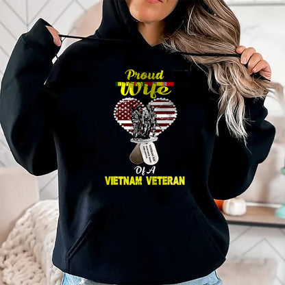 Best Wife Shirt, Wife and Husband Unisex T-Shirt/Hoodie/Sweatshirt HLT00 - Gift for wife T shirt, lucky wife   Proud Wife Of A Vietnam Veteran T shirt