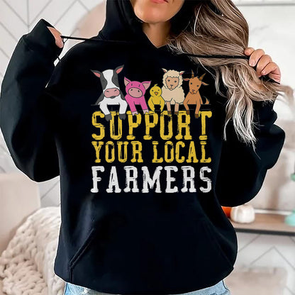 Best Farmer Life Shirt, Funny Farmer UnisexT-Shirt/Hoodie/Sweatshirt HLT00 - Women's Support Your Local Farmers Farm Animals V-Neck T-Shirt