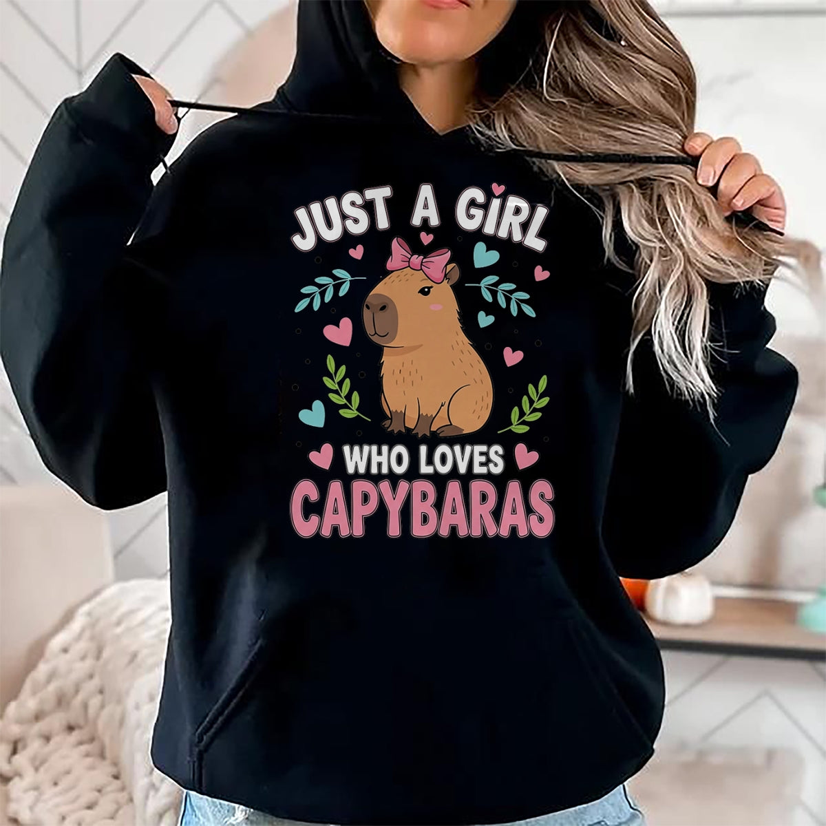 Cute Capybara Shirt, Funny Capybara Unisex T-Shirt/Hoodie/Sweatshirt HLT00 - Just a Girl who Loves Capybaras T-Shirt (3)