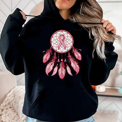 Native American T-Shirts, Vintage Native American Unisex T-Shirt/Hoodie/Sweatshirt HLT00 - Pink Ribbon Native Indian DreamCatcher Art Breast Cancer