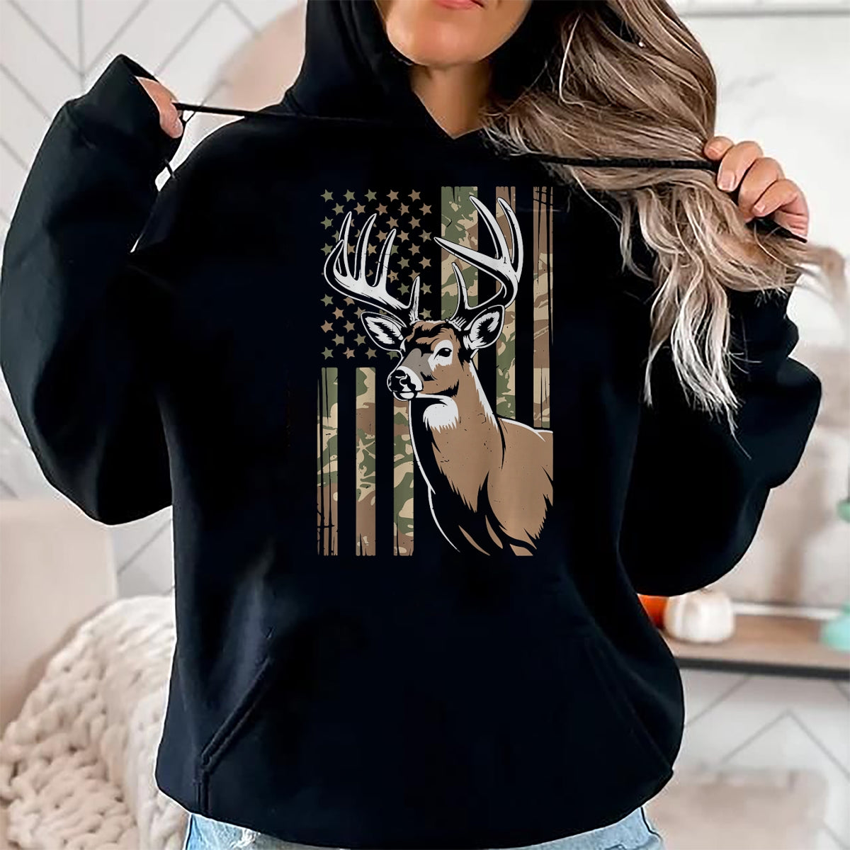 Funny Hunting Shirt, Gift For Hunting Lover Unisex T-Shirt/Hoodie/Sweatshirt HLT00 - Men Boy Camo Deer Hunting American Flag Whitetail Buck Youth T-Shirt