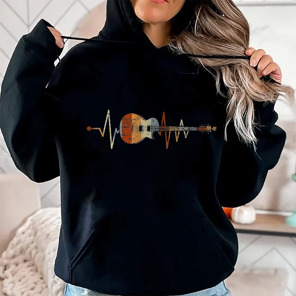 Guitar Lover Shirt, Funny Guitar UnisexT-Shirt/Hoodie/Sweatshirt HLT00 - Heartbeat Guitarist Guitar T-Shirt, Men, Black, 3X-Large