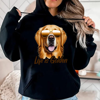 Dog Love Shirt, Dog Lover Gift T-Shirt/Hoodie/Sweatshirt HLT00 - Life is Golden Funny Golden Retriever Cute Dog Good Pet Life T-Shirt