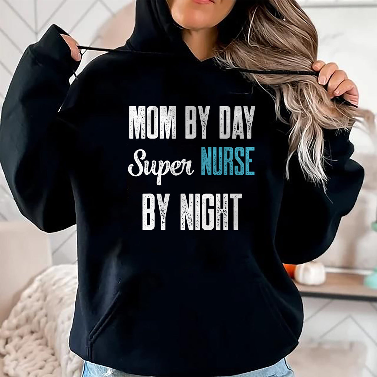 Funny Nurse Shirt, Nurse Unisex T-Shirt/Hoodie/Sweatshirt HLT00 - Mom By Day Super Nurse By Night Tshirt for RN ER T-Shirt