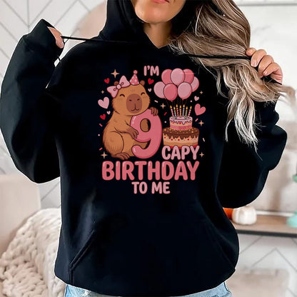 Cute Capybara Shirt, Funny Capybara UnisexT-Shirt/Hoodie/Sweatshirt HLT00 - Capybara 9 Year Birthday Girl Capybara 9th Birthday 2017 T-Shirt