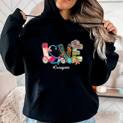 Funny Nurse Shirt, Nurse Unisex T-Shirt/Hoodie/Sweatshirt HLT00 - LOVE Stethoscope Scrub Caregiver Nurse Life Easter Day T-Shirt