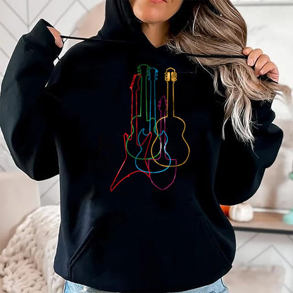 Guitar Lover Shirt, Funny Guitar UnisexT-Shirt/Hoodie/Sweatshirt HLT00 - UAB KIDKIS Colored Guitars Electric Acoustic Classical Gift T-Shirt - Black - S - Unisex - Short Sle