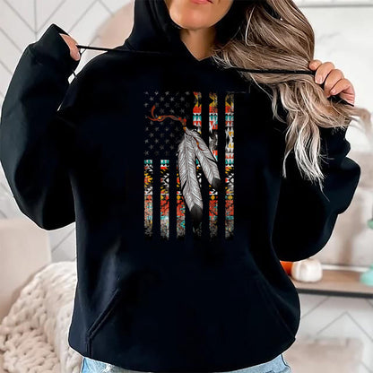 Native American T-Shirts, Vintage Native American Unisex T-Shirt/Hoodie/Sweatshirt HLT00 - Native American Justice Day Shirt, Tribe Feather Flag