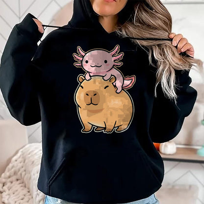 Cute Capybara Shirt, Funny Capybara Unisex T-Shirt/Hoodie/Sweatshirt HLT00 - Capybara Axolotl Kawaii Animal T-Shirt