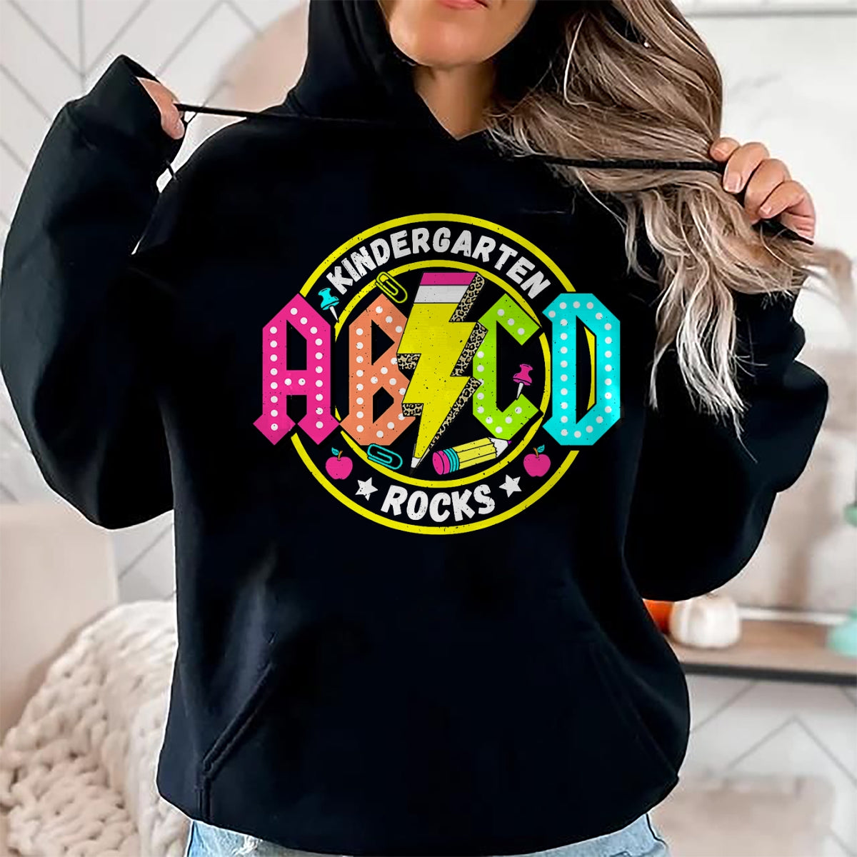 Best Teacher Shirt, Funny Teacher UnisexT-Shirt/Hoodie/Sweatshirt HLT00 - Kindergarten Rocks ABCD Back to School Funny Rock Teacher T-Shirt