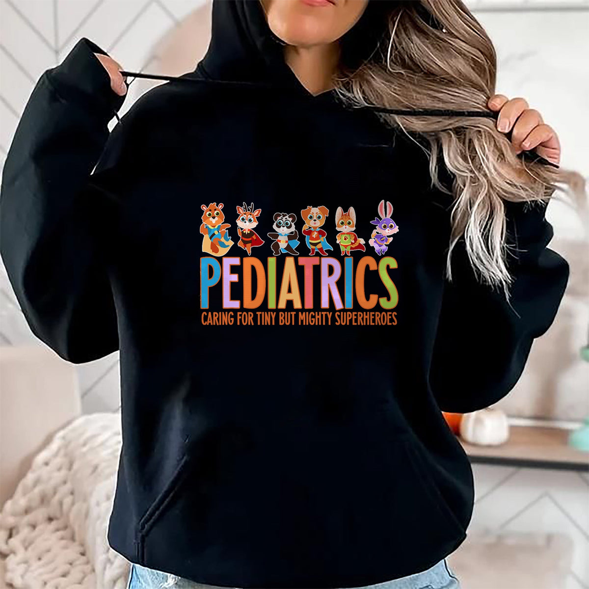 Funny Nurse Shirt, Nurse Unisex T-Shirt/Hoodie/Sweatshirt HLT00 - Funny Pediatric Nurse Caring For Tiny But Mighty Superheroes T-Shirt
