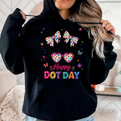 Best Teacher Shirt, Funny Teacher UnisexT-Shirt/Hoodie/Sweatshirt HLT00 -Happy Dot Cute Messy Bun Colorful Polka Dot Girl Kid Teacher T-Shirt
