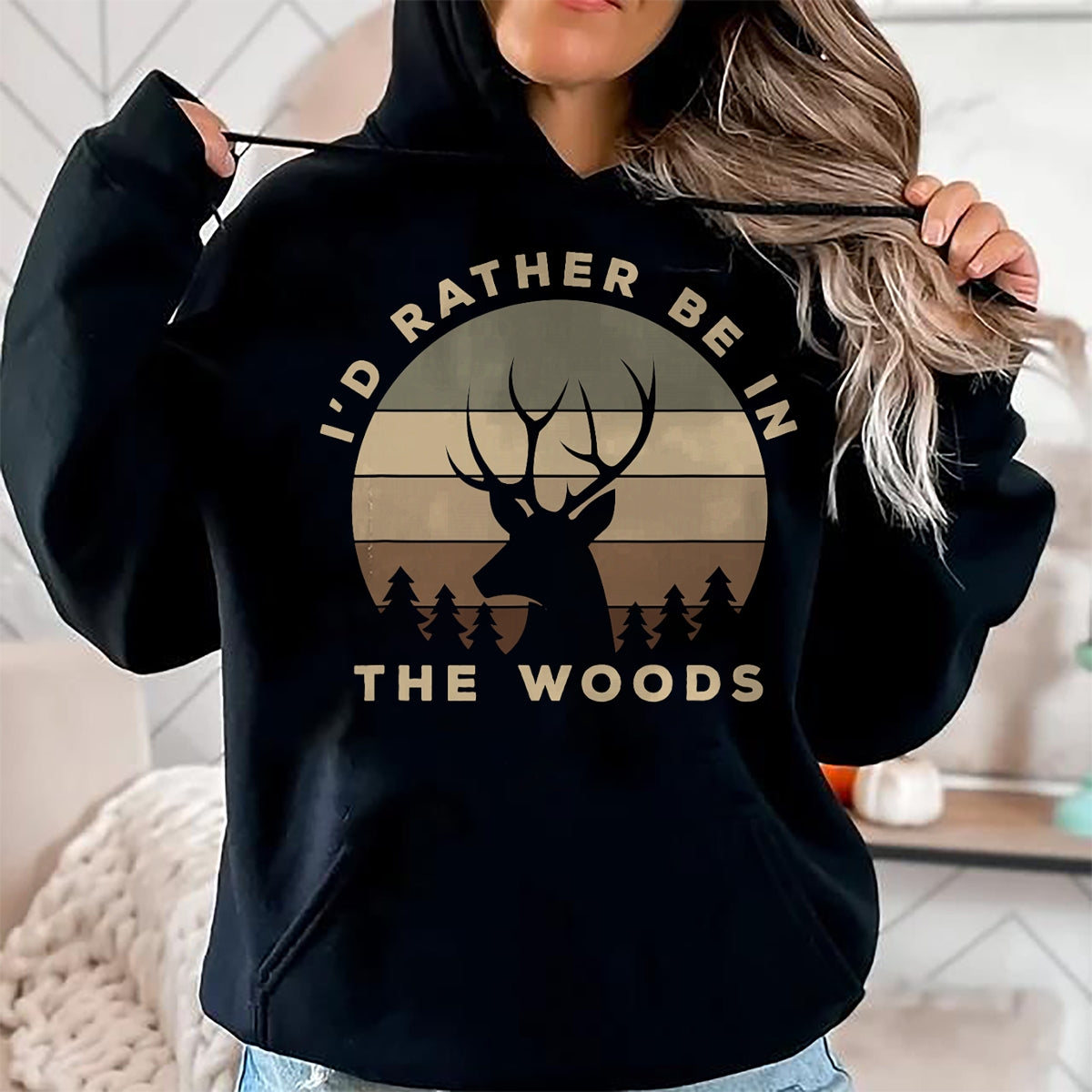 Funny Hunting Shirt, Gift For Hunting Lover Unisex T-Shirt/Hoodie/Sweatshirt HLT00 - I_d Rather Be in The Woods Deer Hunting T-Shirt
