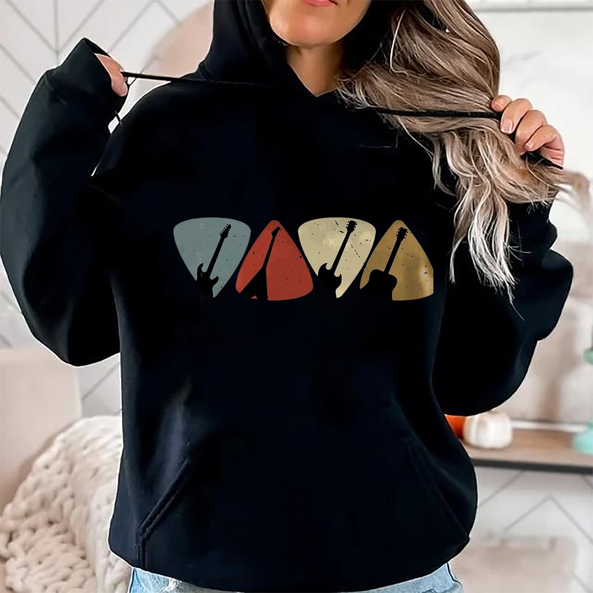 Guitar Lover Shirt, Funny Guitar UnisexT-Shirt/Hoodie/Sweatshirt HLT00 - Retro Vintage Guitar Pick Player Guitarist Bassist Musician T-Shirt, Men, Black, 3X-Large