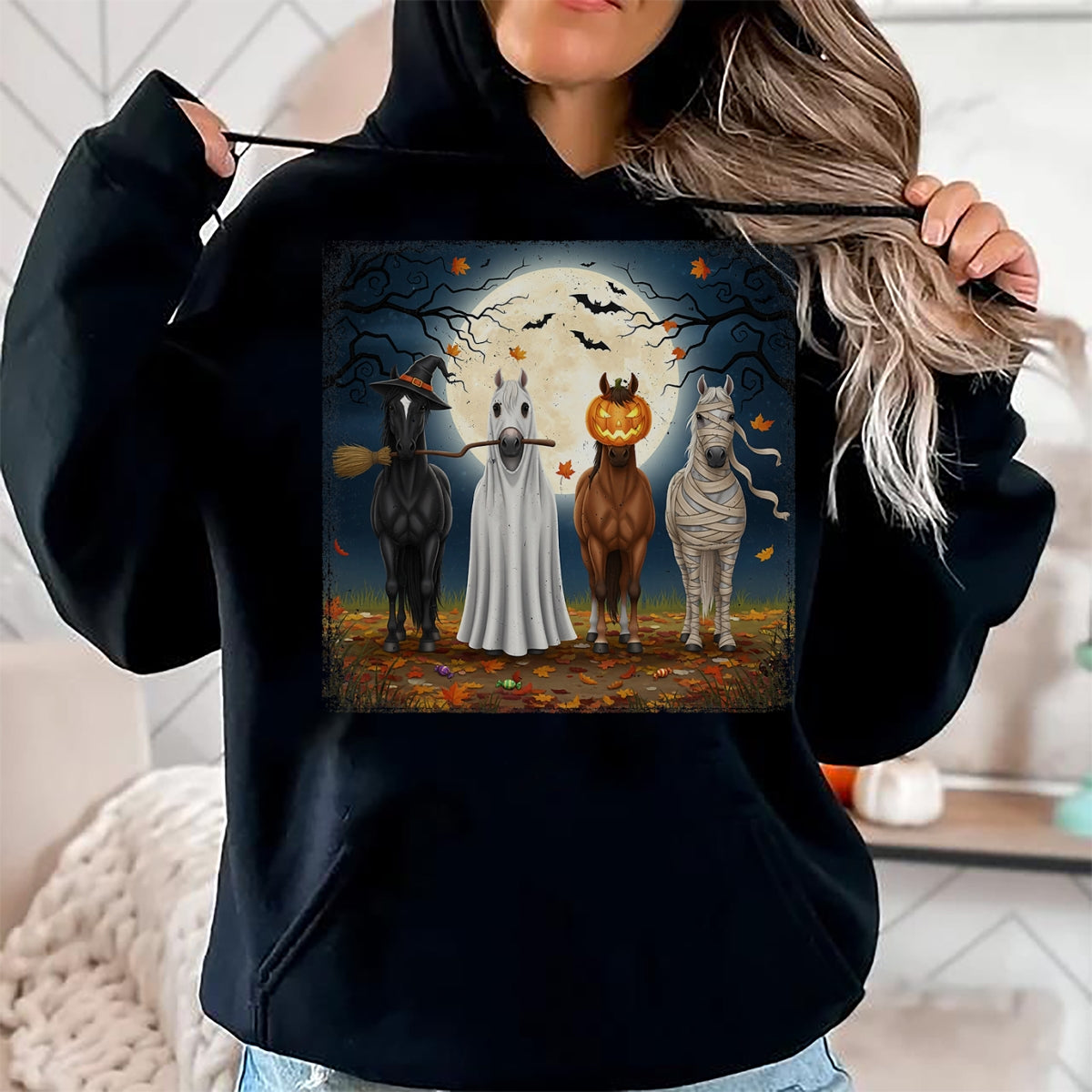 Best Horse Lover Shirt , Funny Horse UnisexT-Shirt/Hoodie/Sweatshirt HLT00 - Creepy Cute Halloween Horse Design for Equestrian Woman Girl T-Shirt