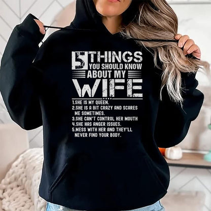Best Wife Shirt, Wife and Husband Unisex T-Shirt/Hoodie/Sweatshirt HLT00 - 5 Things You Should Know About My Wife (On Back) husband T-Shirt