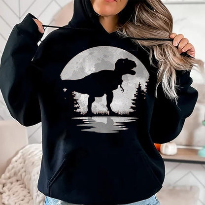 Best Dinosaur Lover Shirt, Funny Dinosaur UnisexT-Shirt/Hoodie/Sweatshirt HLT00 - Dinosaur Moon Vintage T-Rex Dino Lover Men Women Kids T-Shirt, Men, Black, 3X-Large