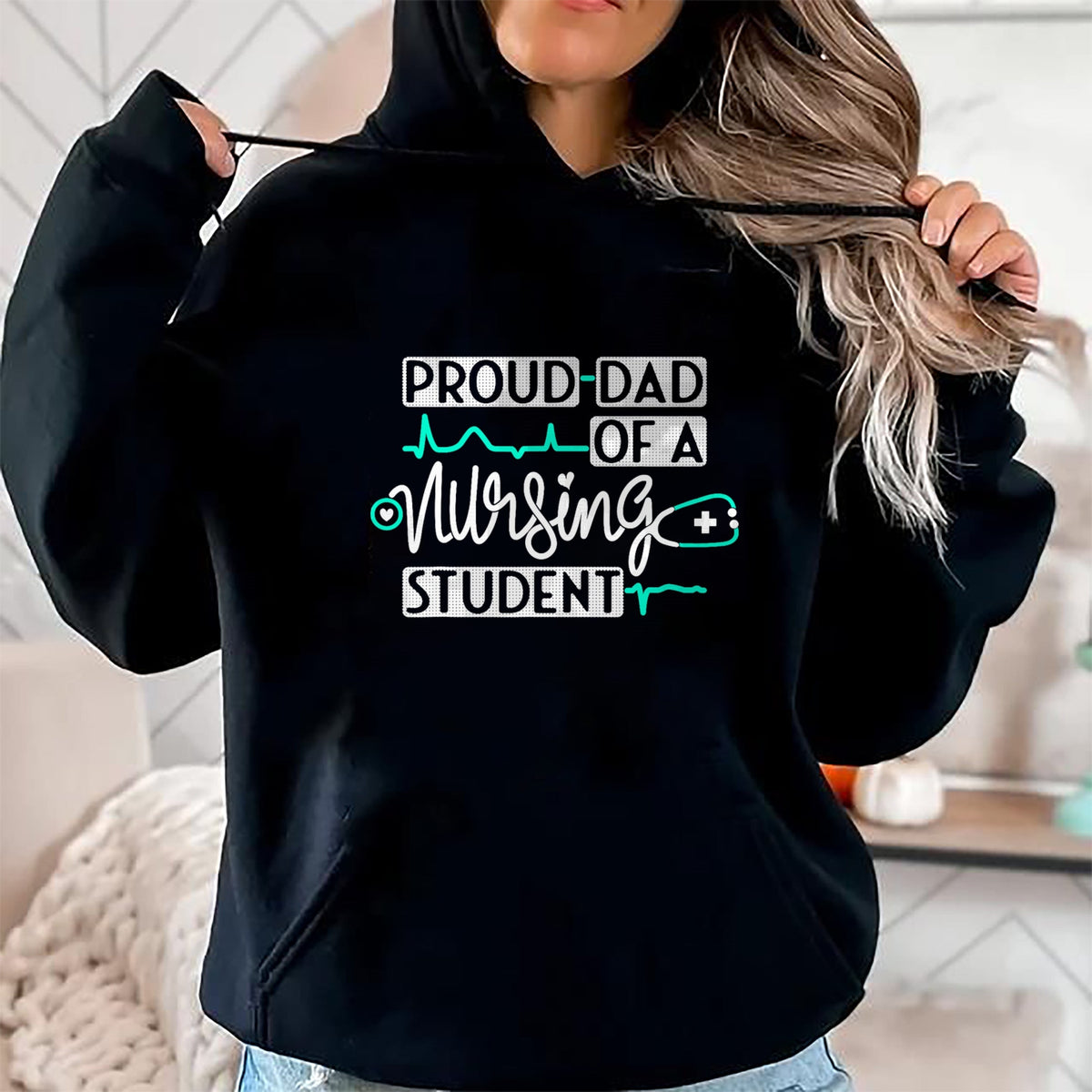 Funny Nurse Shirt, Nurse Unisex T-Shirt/Hoodie/Sweatshirt HLT00 - Proud Dad Of A Nursing Student Future RN Daughter Nurses Dad T-Shirt