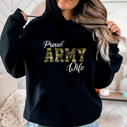 Best Wife Shirt, Wife and Husband Unisex T-Shirt/Hoodie/Sweatshirt HLT00 - Gift for wife T shirt, lucky wife   Proud Army Wife For Military Wife Of A Brave US Soldier T-Shirt