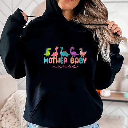 Funny Nurse Shirt, Nurse Unisex T-Shirt/Hoodie/Sweatshirt HLT00 - Women Mother Baby Nurse Dinosaur Postpartum RN Ob Nurse T-Shirt
