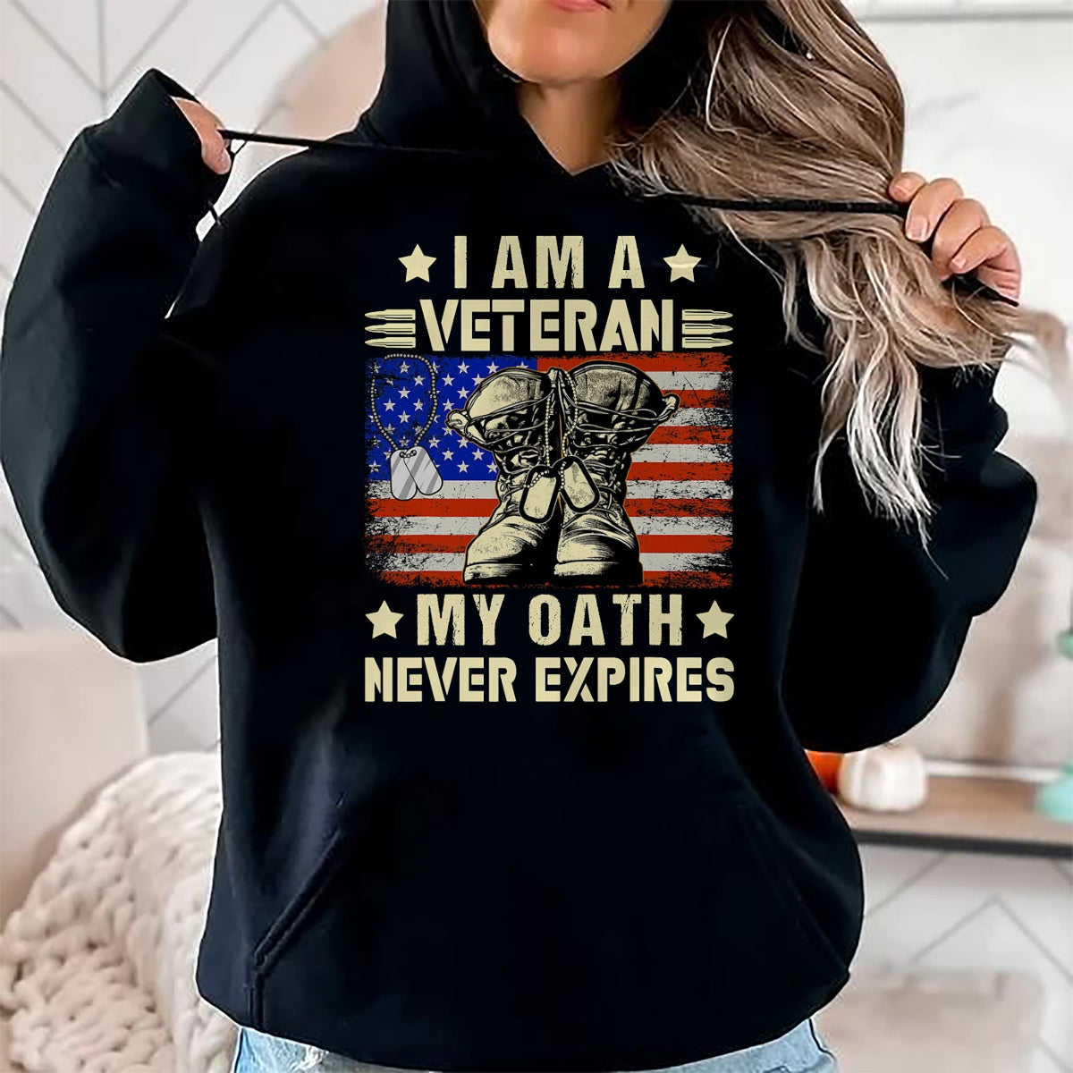 Proud Veteran Shirt, Funny Veteran UnisexT-Shirt/Hoodie/Sweatshirt HLT00 - I am A Veteran My Oath Never Expires Veteran Day USA Flag T-Shirt