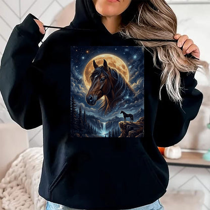 Best Horse Lover Shirt , Funny Horse UnisexT-Shirt/Hoodie/Sweatshirt HLT00 -Mystical Retro Majestic Horse Spirit Animal Full Moon Nature T-Shirt