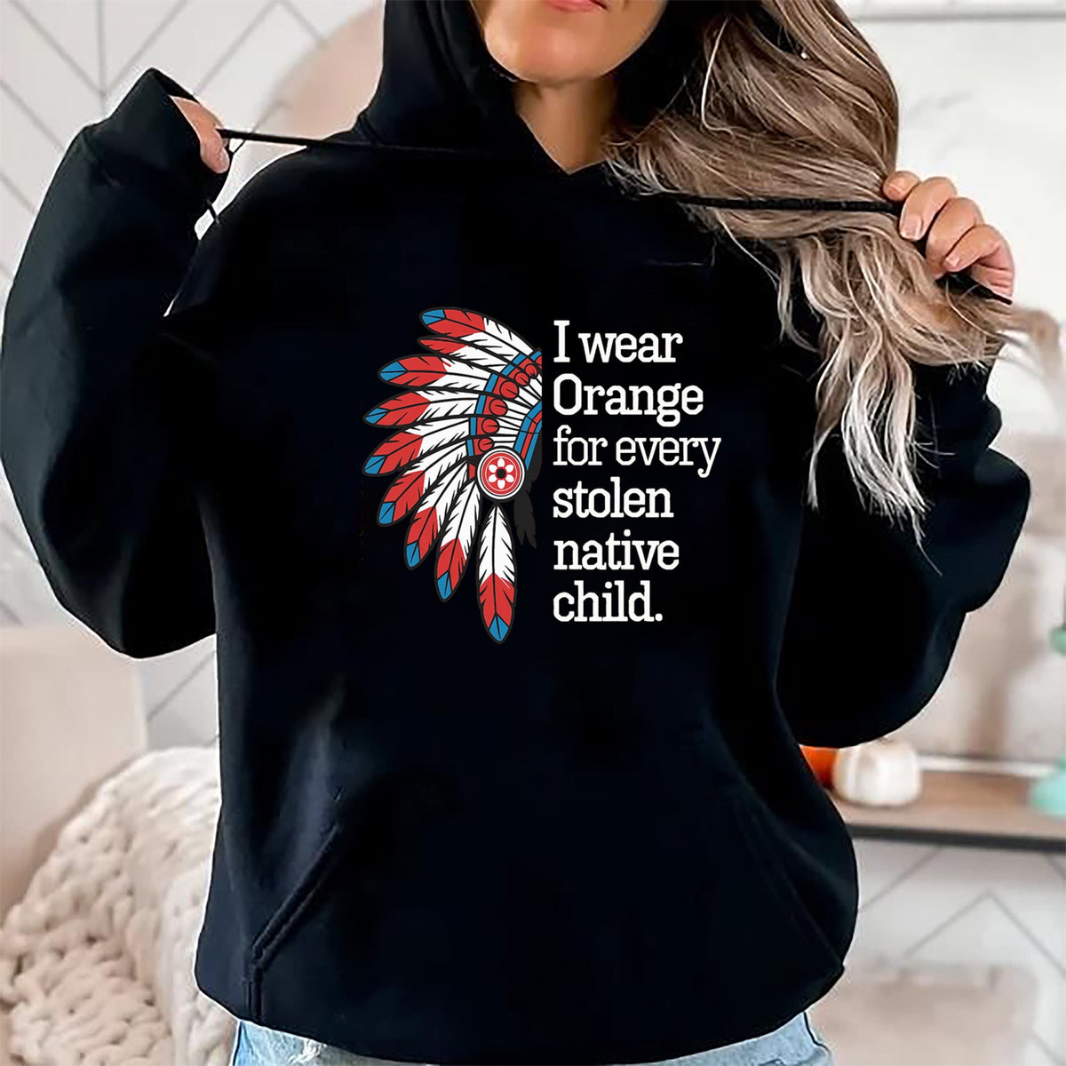 Native American T-Shirts, Vintage Native American Unisex T-Shirt/Hoodie/Sweatshirt HLT00 - I Wear Orange For Every American Native Child (1)