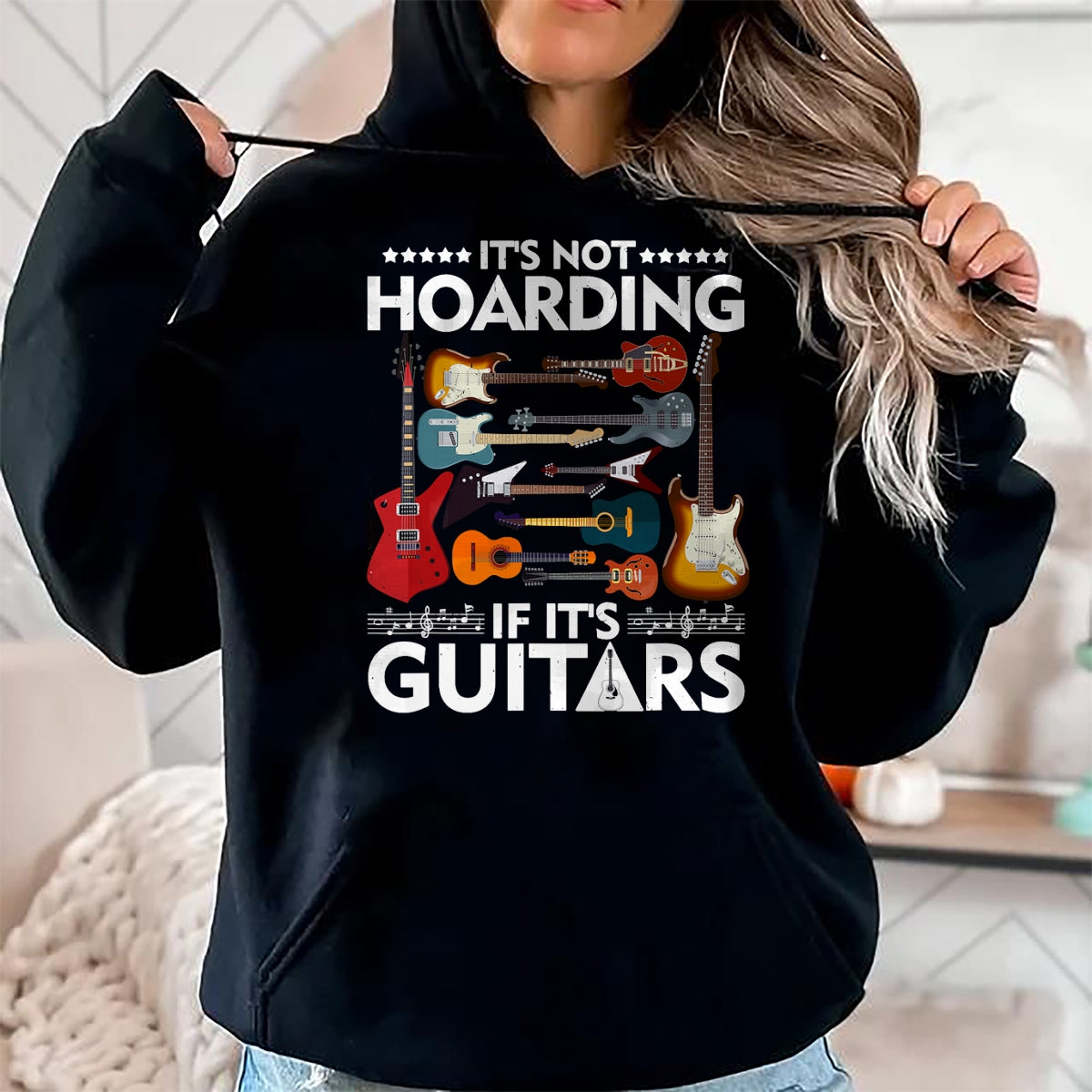 Guitar Lover Shirt, Funny Guitar UnisexT-Shirt/Hoodie/Sweatshirt HLT00 - It’s Not Hoarding If It’s Guitars Musicians T-Shirt Small