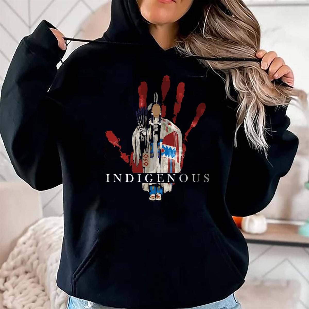Native American T-Shirts, Vintage Native American Unisex T-Shirt/Hoodie/Sweatshirt HLT00 - Native American Indigenous Red Hand Indian Blood Themed (1)