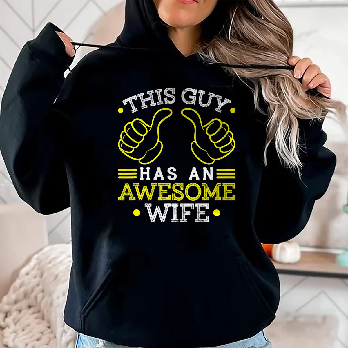 Best Wife Shirt, Wife and Husband Unisex T-Shirt/Hoodie/Sweatshirt HLT00 - This Guy Has An Awesome Wife Gift For Husband Funny Gift T-Shirt (1)