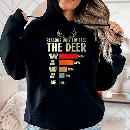 Funny Hunting Shirt, Gift For Hunting Lover Unisex T-Shirt/Hoodie/Sweatshirt HLT00 - Funny Hunter Reasons why i Missed the Deer Hunting T-Shirt