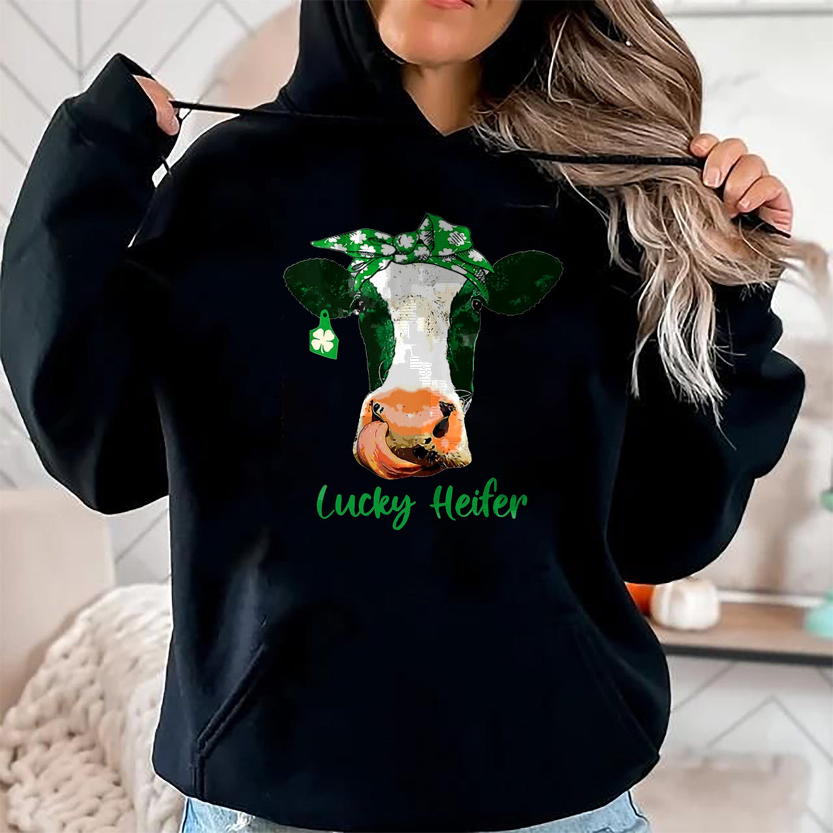 Gift for Mom Shirt, Funny Mom Unisex T-Shirt/Hoodie/Sweatshirt HLT00 - Lucky Heifer Patricks Day Heifer Mom Irish T-Shirt
