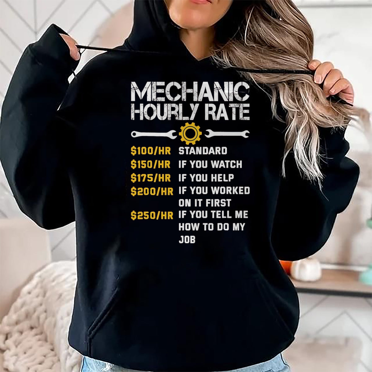 Best Mechanic Life Shirt, Funny Mechanic UnisexT-Shirt/Hoodie/Sweatshirt HLT00 - Mechanic Hourly Rate Funny Mechanics Labor Rates Men T-Shirt, Men, Black, Large