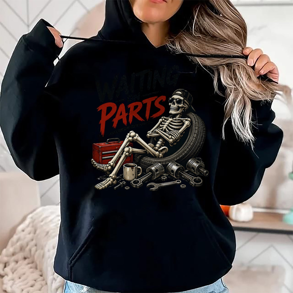 Best Mechanic Life Shirt, Funny Mechanic UnisexT-Shirt/Hoodie/Sweatshirt HLT00 - Funny Mechanic Auto Repair Life Skeleton Waiting On Parts T-Shirt