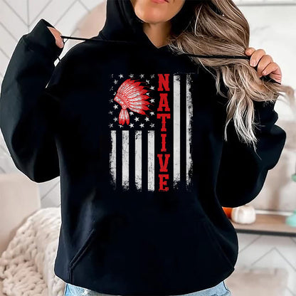 Native American T-Shirts, Vintage Native American Unisex T-Shirt/Hoodie/Sweatshirt HLT00 - Native - American Day USA Flag Cherokee Indigenous People