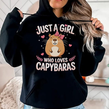 Cute Capybara Shirt, Funny Capybara Unisex T-Shirt/Hoodie/Sweatshirt HLT00 - Just A Girl Who Loves Capybaras Kawaii T-Shirt