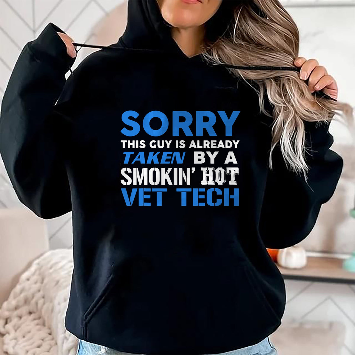 Best Wife Shirt, Wife and Husband Unisex T-Shirt/Hoodie/Sweatshirt HLT00 - This Guy Taken By A Smokin Hot Vet Tech Husband T-Shirt (1)