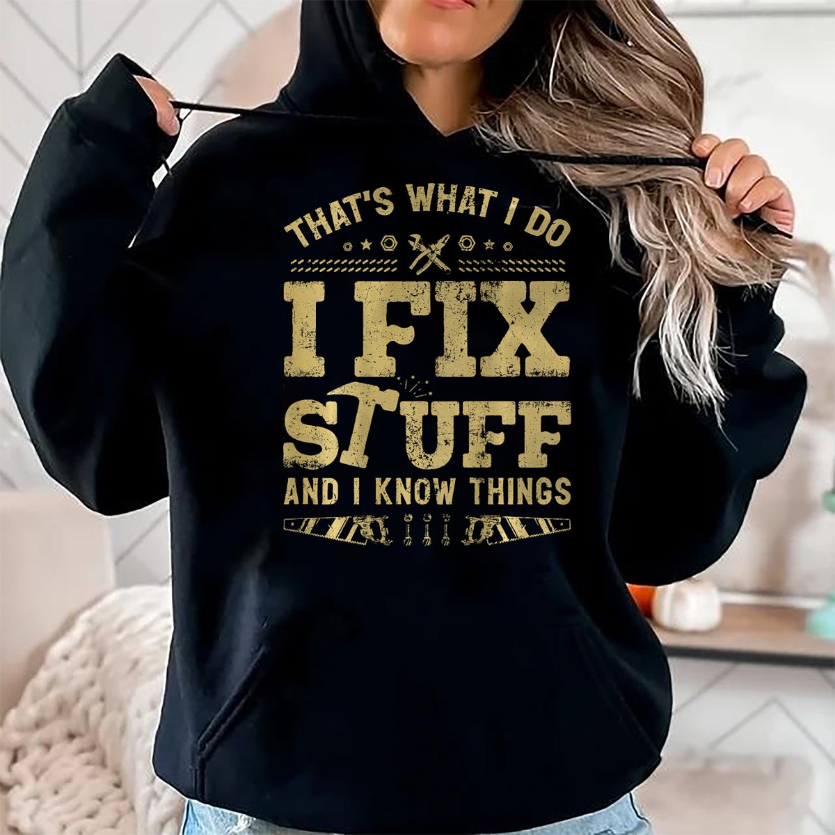 Best Mechanic Life Shirt, Funny Mechanic UnisexT-Shirt/Hoodie/Sweatshirt HLT00 - That's What I Do I Fix Stuff and I Know Things (2 Side) Men T-Shirt